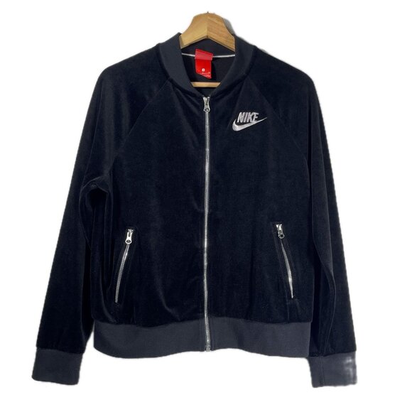Nike Sportswear Women's Velour Full Zip Jacket Black Size S - Picture 1 of 7